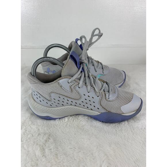 Under Armour Youth Sneakers Size 2.5Y Gray Aqua Purple Athletic Running Shoes - Picture 6 of 11